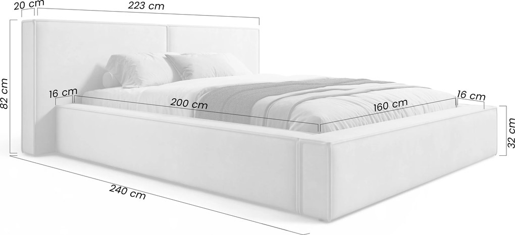 Łóżko tapicerowane Molino 160x200 z pojemnikiem - beżowy welur Castel 15