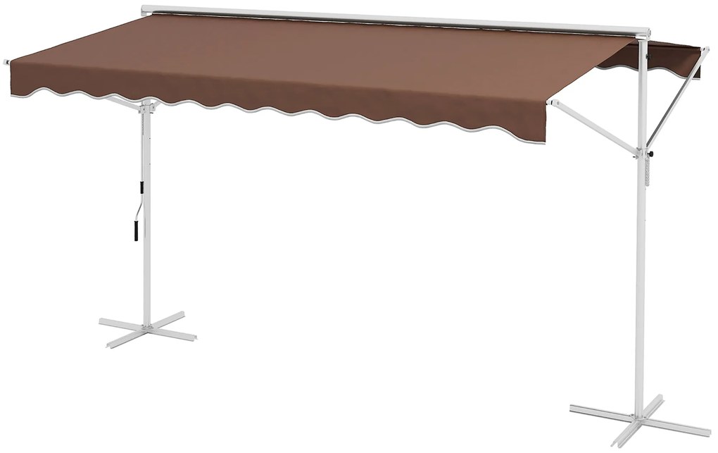 Outsunny Samodzielna markiza, regulowany kąt nachylenia, korbka, stelaż metalowy, odporny na warunki atmosferyczne, 4x3m, Krem