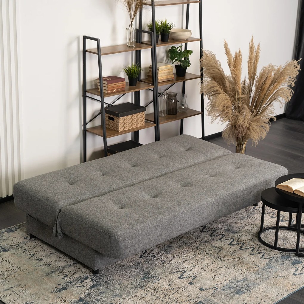 Sofa z Funkcją Spania ARUBA Wersalka Rozkładana Dwuosobowa Szara Nowoczesna do Salonu