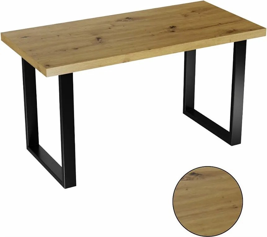 Stół Kuchenny Do Jadalni Loft Kolory Dąb Artisna Czarne Nogi