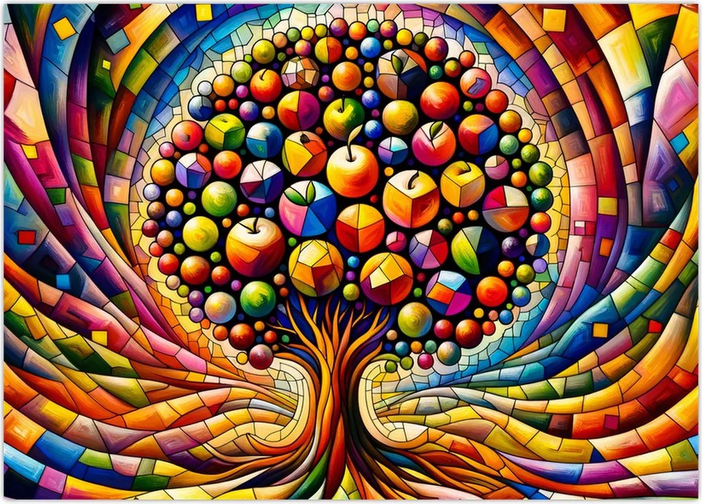 Obraz – Kolorowe drzewo z jabłkami (70x50 cm)