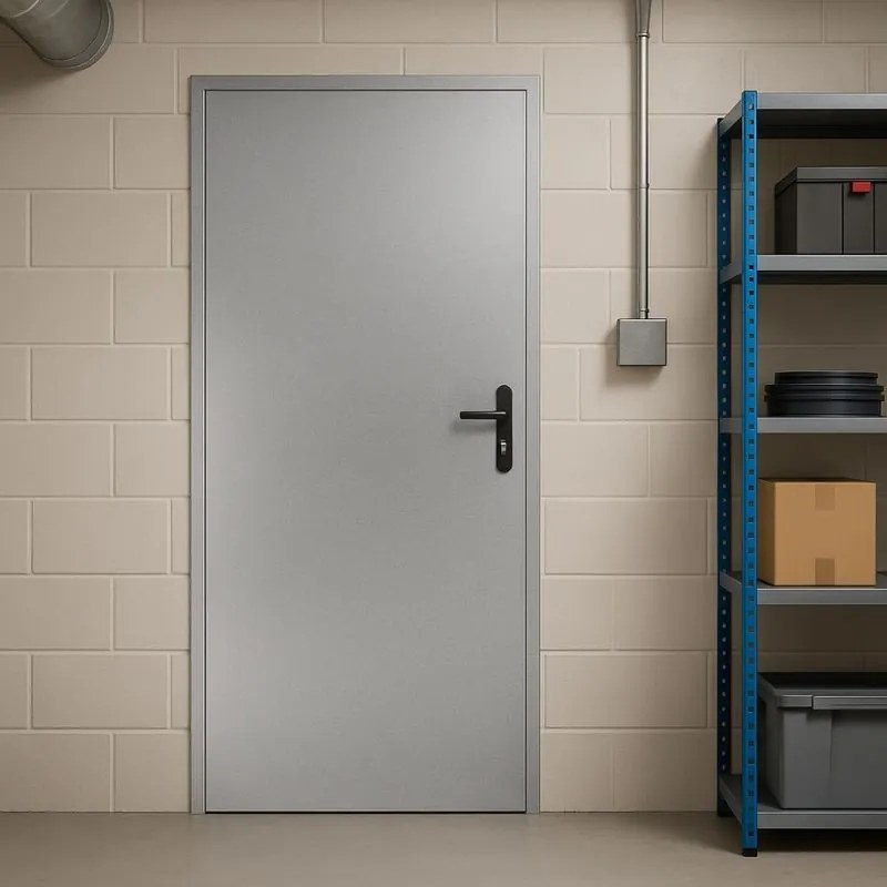 Drzwi blaszane 90, lewa, ocynkowana