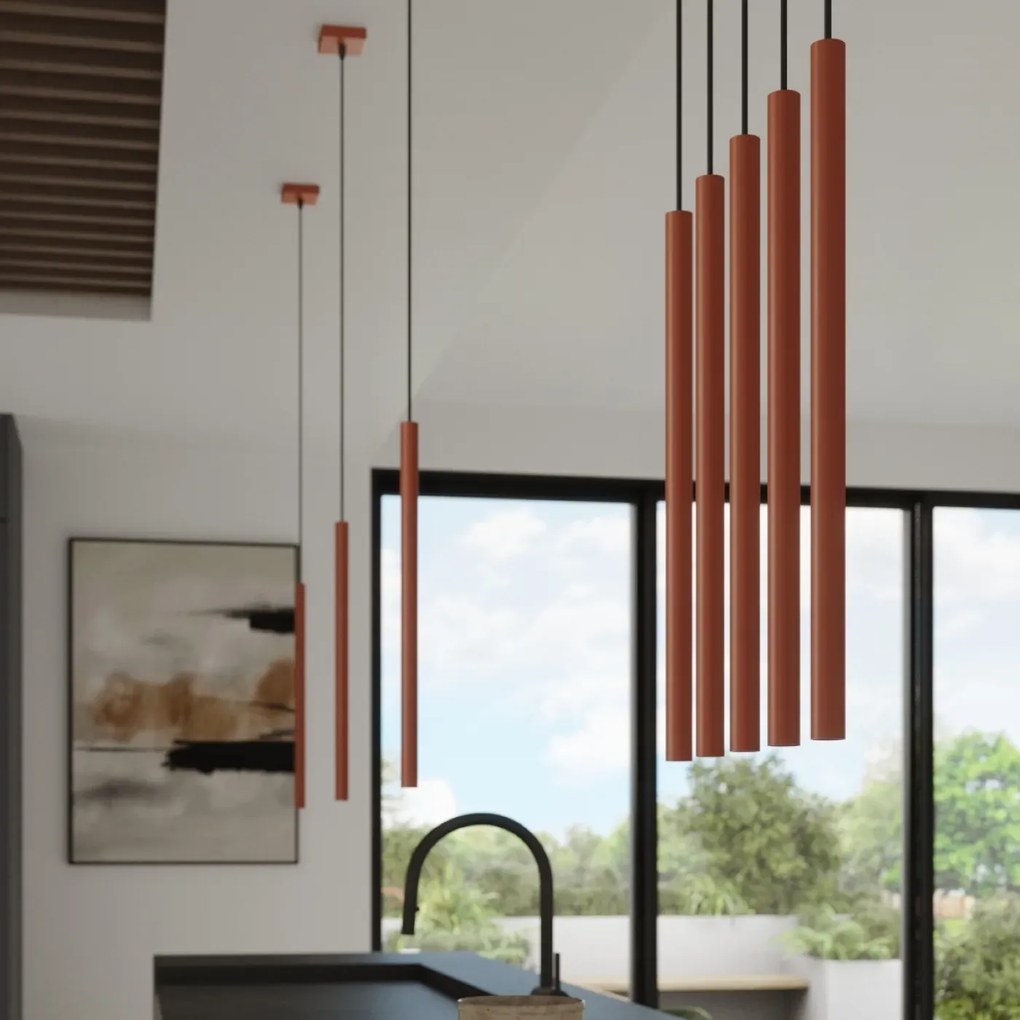Lampa wisząca PASTELO 3 ochra czerwona SOLLUX LIGHTING