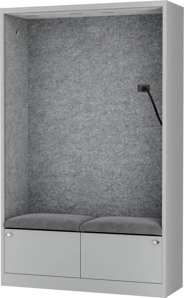 Szafa akustyczna do biura i szkoły Sally MentalBox, 115 x 40 x 185 cm, szary/szary