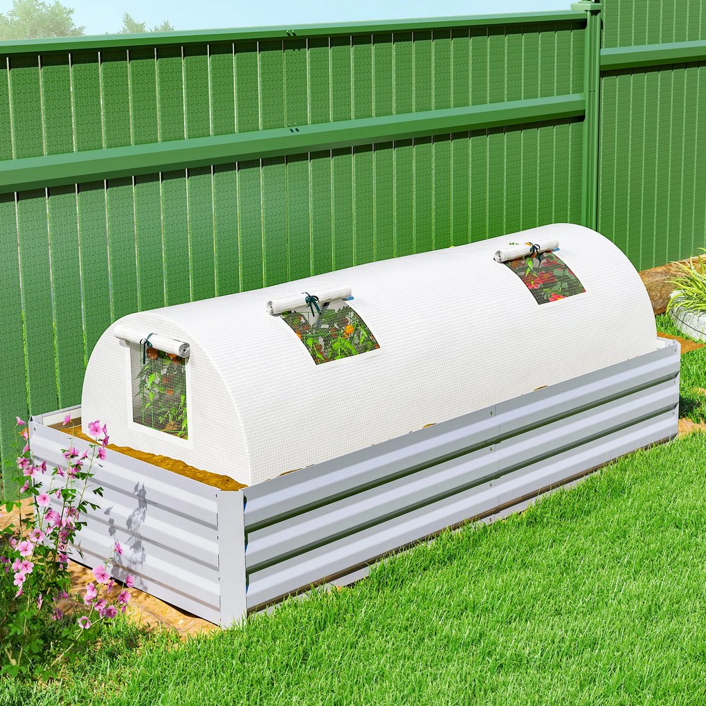 Outsunny Szklarnia foliowa, mini-tunelowa z oknami z siatki, odporna na UV, folia z tworzywa sztucznego, 200 x 80 x 45 cm, Biała