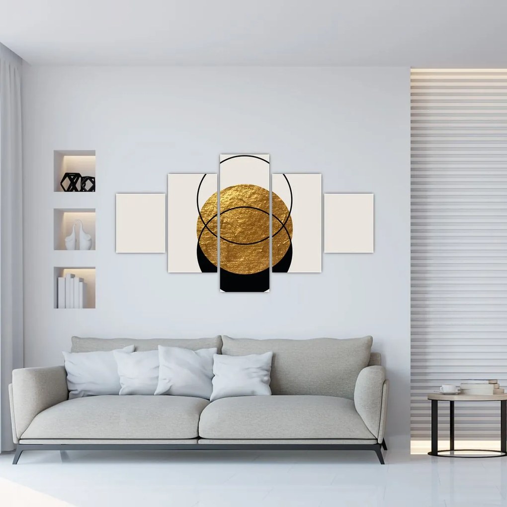 Obraz - Abstrakcja złoto-biała N⁰2 (125x70 cm)