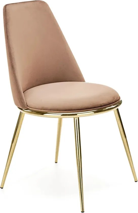 Beżowe Krzesło Welurowe W Stylu Glamour B8-T55