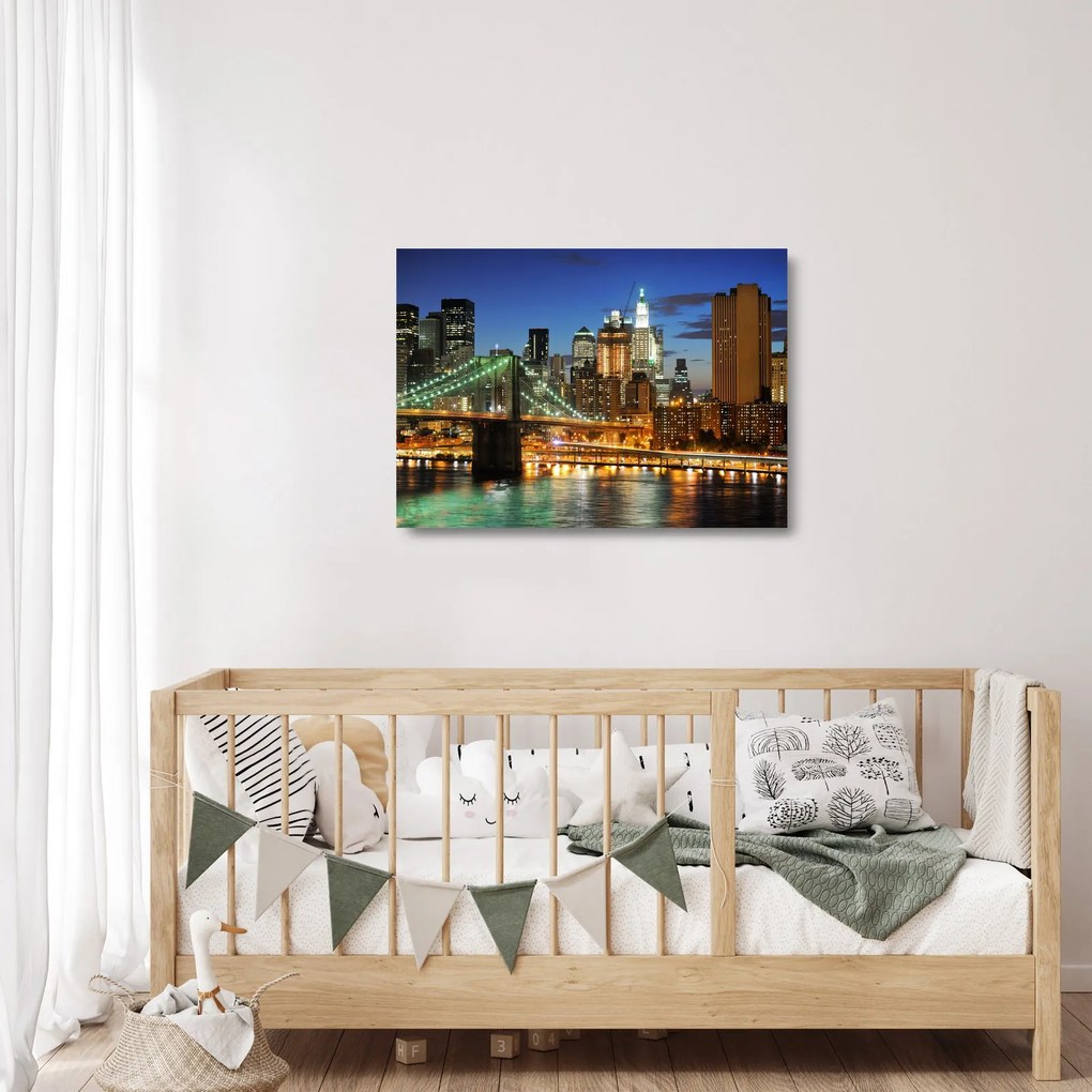 Obraz na szkle - Most z Nowym Jorkiem (70x50 cm)