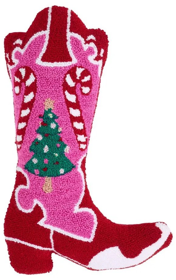 Poduszka dekoracyjna ze świątecznym motywem z materiału bouclé 48x35 cm Santa's Howdy Christmas Boot – Catherine Lansfield