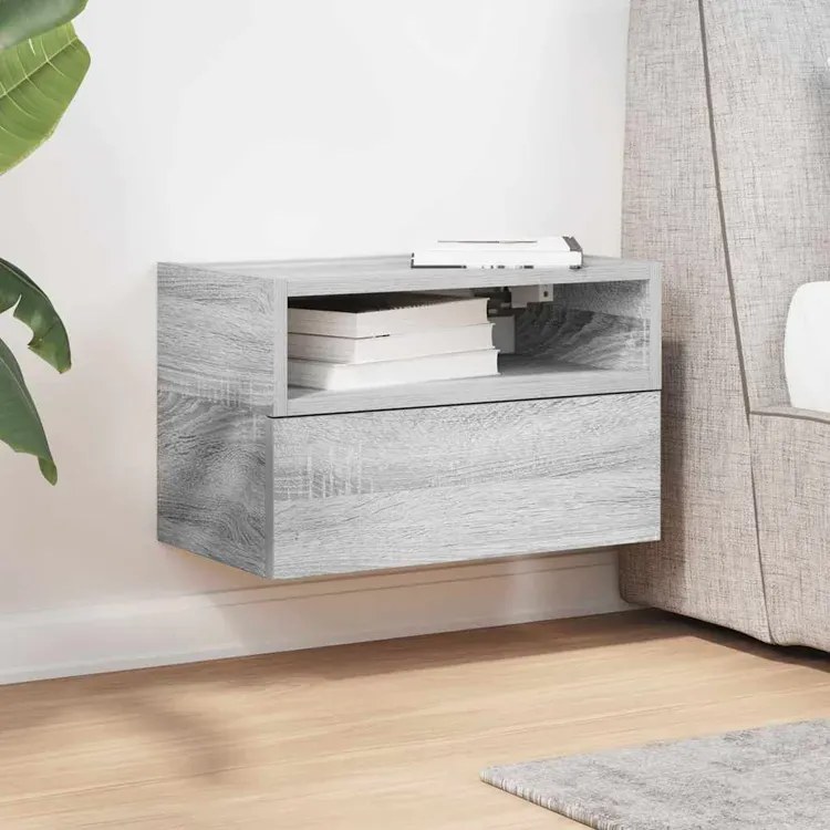 Wisząca minimalistyczna szafka nocna szary dąb sonoma E5-M75