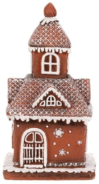 Dekoracja świąteczna Domek z piernika, polyresin, LED, brązowy
