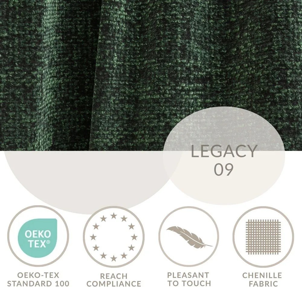 Ciemnozielony rozkładany narożnik ze schowkiem z tkaniny szenilowej (prawostronny/z szezlongiem) Leon – Maison de Rêve