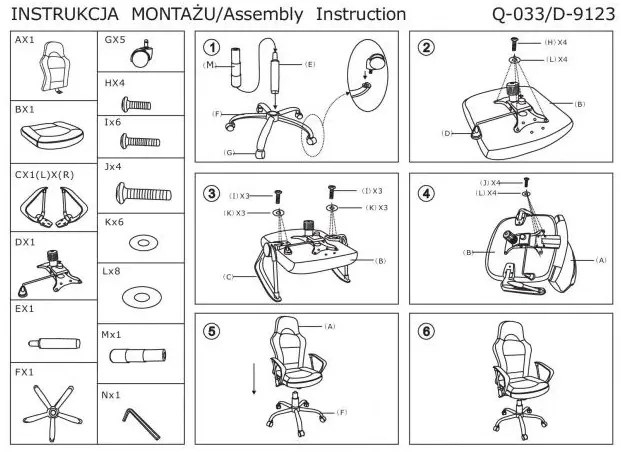 FOTEL OBROTOWY Q-033 CZARNY SIGNAL