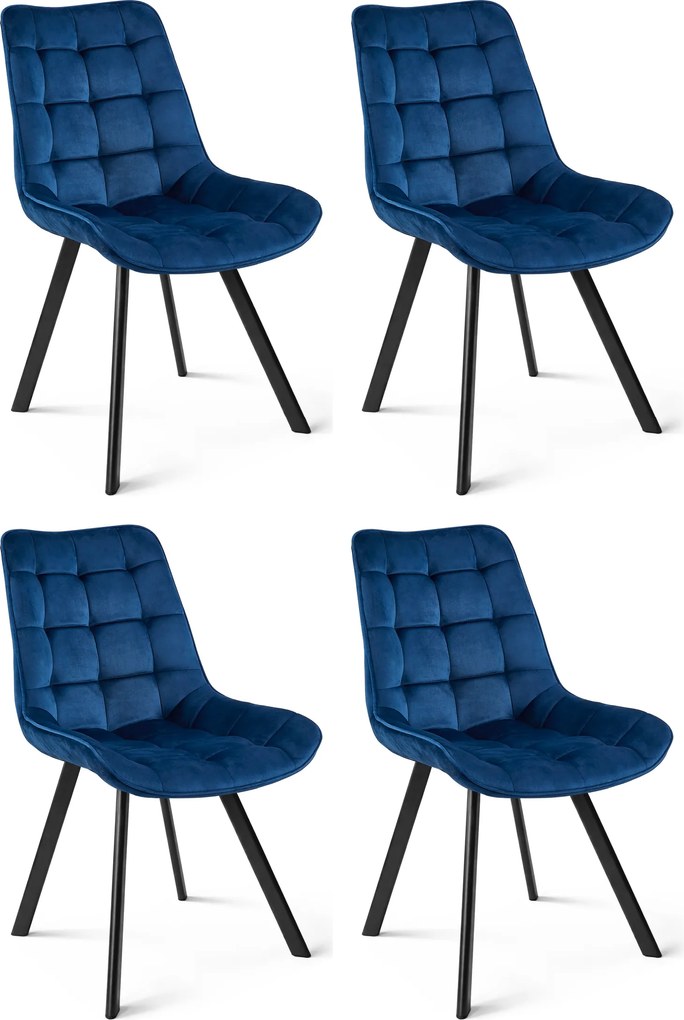 Krzesło do jadalni SORIA VELVET z czarnymi nogami, niebieskie