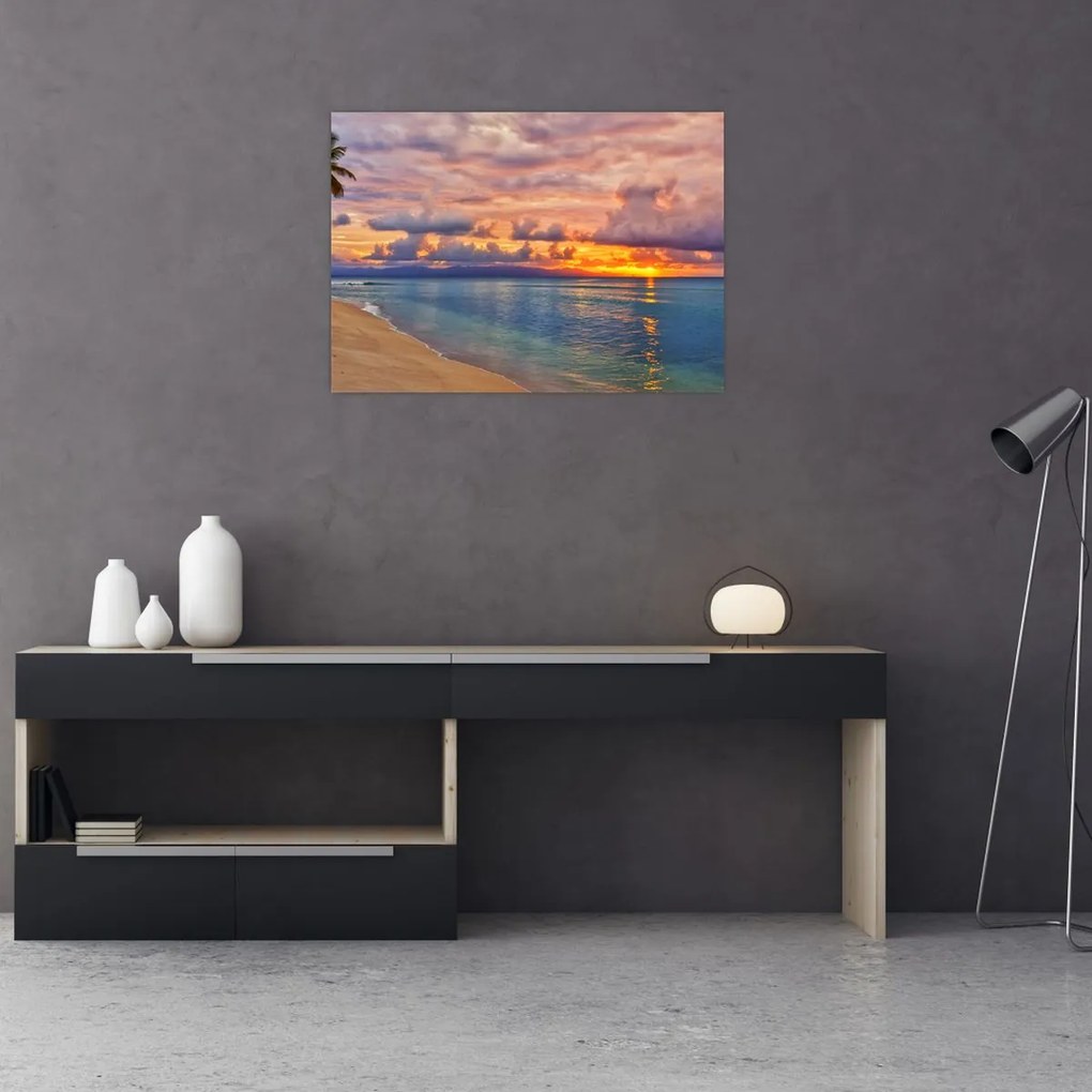 Obraz - Zachód słońca na plaży (70x50 cm)
