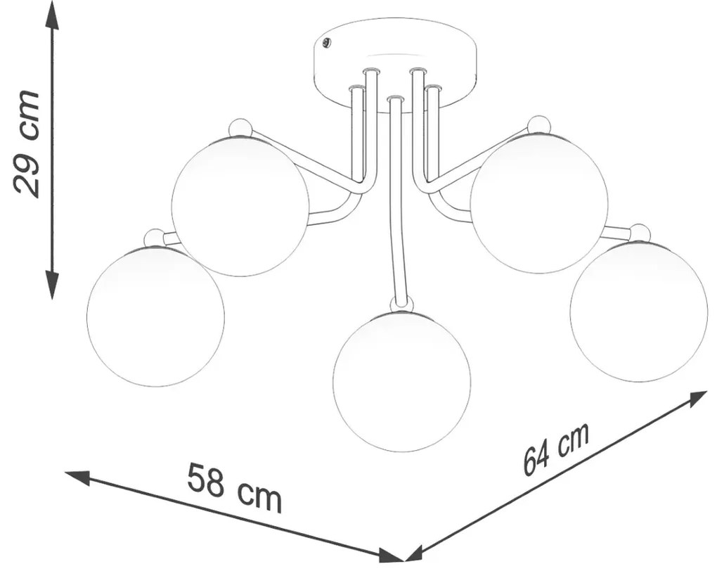 Czarna lampa sufitowa z 5 kloszami - M056 - Ana