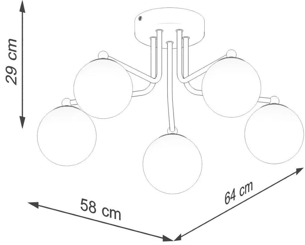 Czarna lampa sufitowa z 5 kloszami - M3-K19