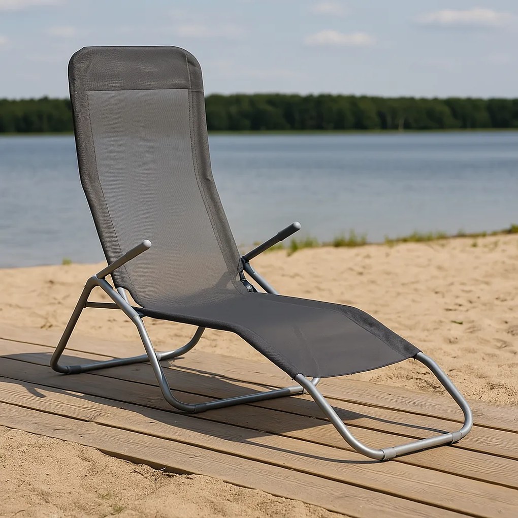 Leżak plażowy rozkładany szary PATIO