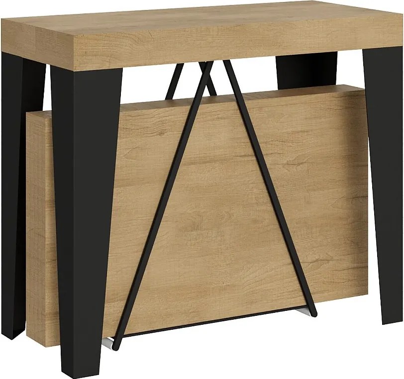 Konsola rozkładana 90x40/196 cm Algo Small dąb naturalny rama w kolorze antracytu