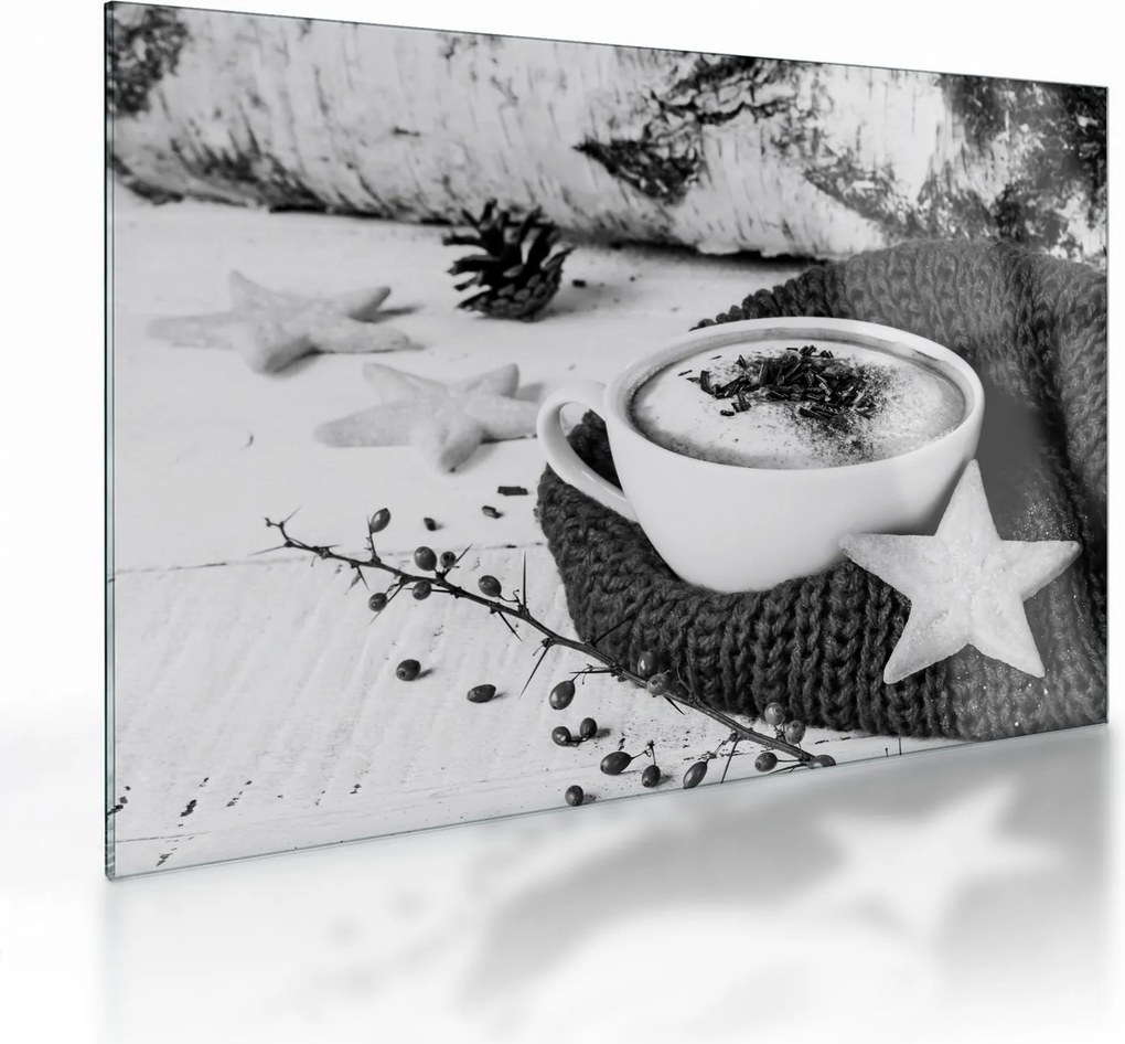 Obraz na szkle - Zimowe cappuccino (70x50 cm)