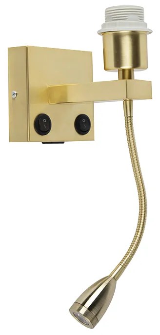 Kinkiet / Lampa scienna art déco złoty z portem USB i ruchomym ramieniem - Brescia Combi ArtDeco Oswietlenie wewnetrzne