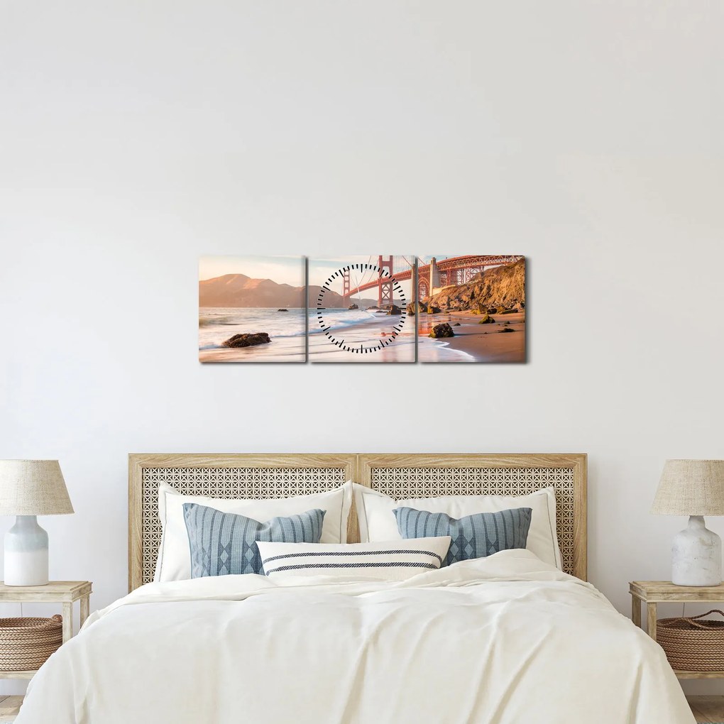 Obraz - Golden Gate Bridge (z zegarem) (90x30 cm)