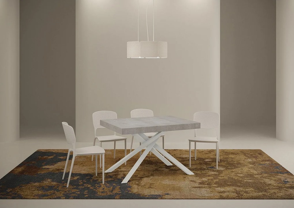 Stół rozkładany 130/234x90 cm Karida cementu nogi białe