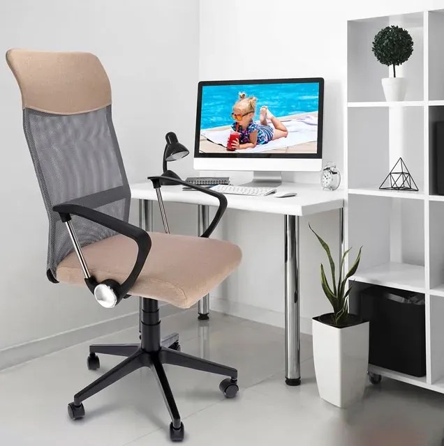 Beżowe obrotowe krzesło biurowe F3-P83