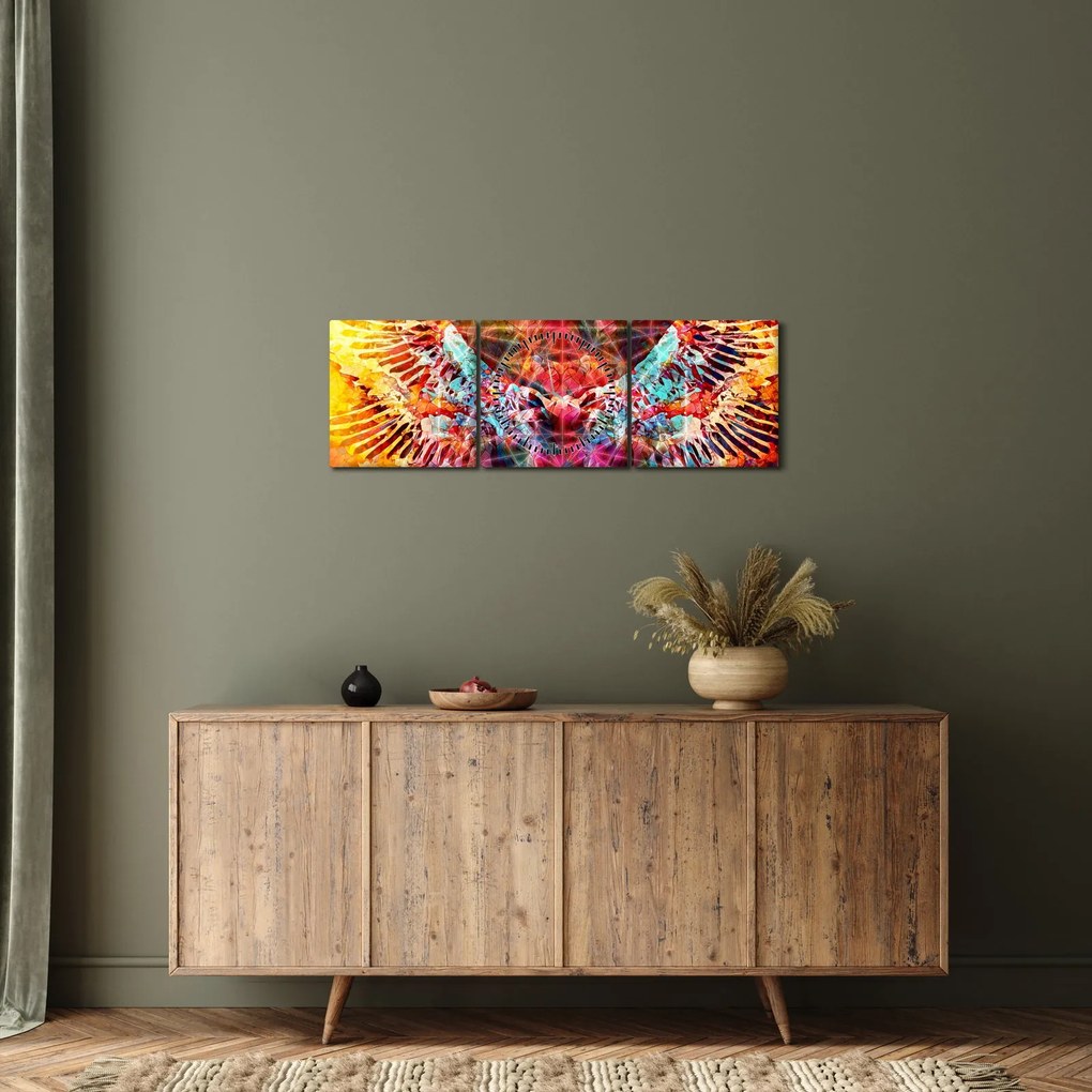 Obraz - Merkaba ze skrzydłami, abstrakcja (z zegarem) (90x30 cm)