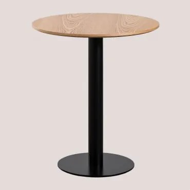Okrągły Barowy Stół Z Mdf Xiren Naturalny Brąz Drewna - Czarny & Ø70 Cm - Sklum