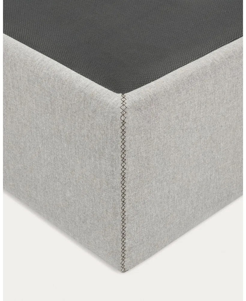 Szare tapicerowane łóżko dwuosobowe ze schowkiem 180x200 cm Matters – Kave Home