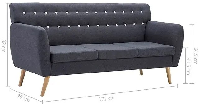 3-osobowa ciemnoszara sofa pikowana - Elia