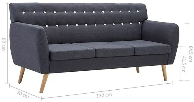 3-osobowa ciemnoszara sofa pikowana - Lilia