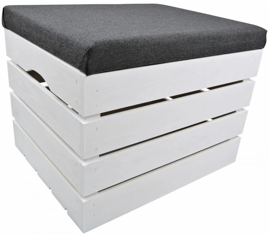 Pufa kufer skrzynia drewniana sosnowa siedzisko 50cm malowana biała