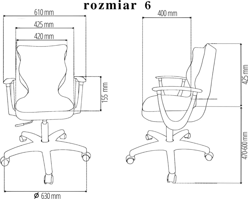 Krzesło biurowe dla nauczyciela Norm rozmiar 6-7 podstawa biała