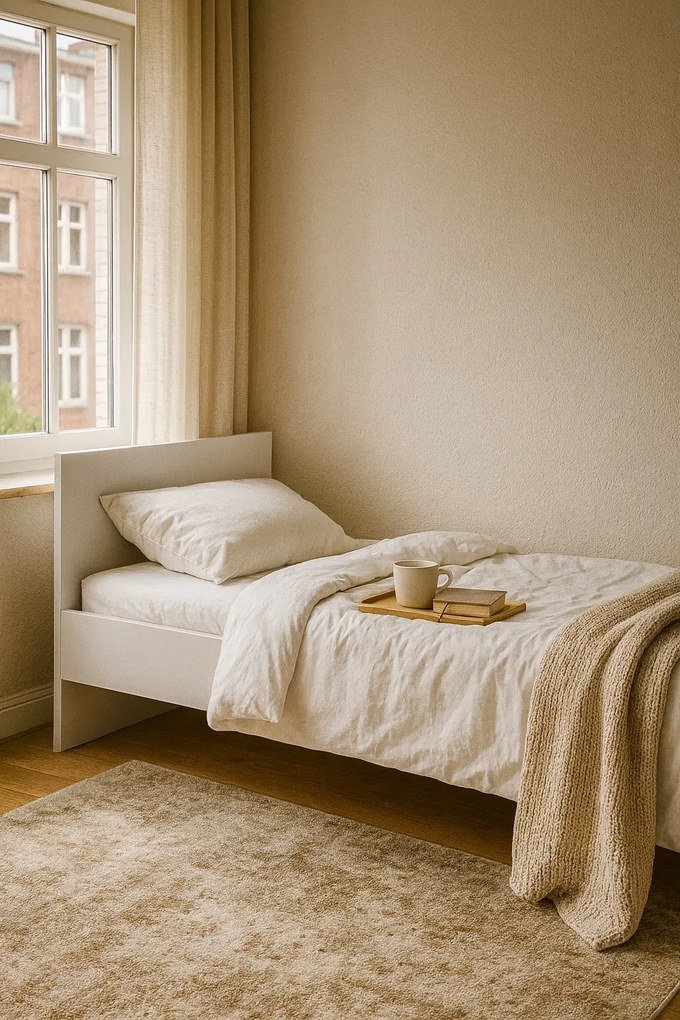 Białe skandynawskie pojedyncze łóżko H6-W92