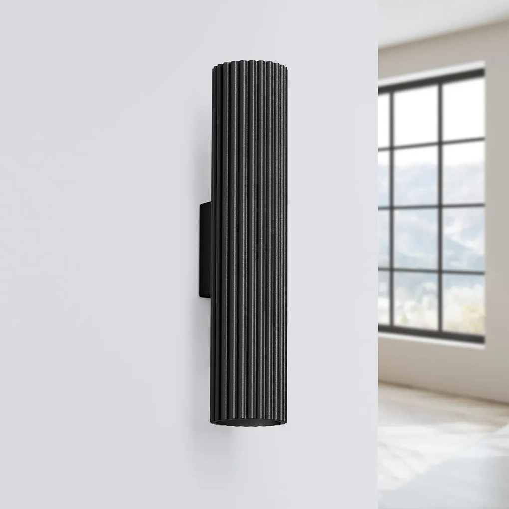 Kinkiet KARBON 30 czarny ryflowany SOLLUX  LIGHTING