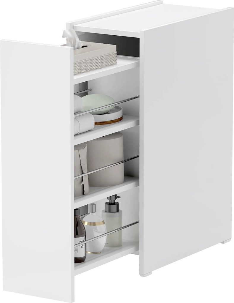 HOMCOM Wąska Szafka Łazienkowa, Szafka Podłogowa z Głęboką Szufladą, Wolnostojąca Szafka Łazienkowa, Płyta Wiórowa, Biały