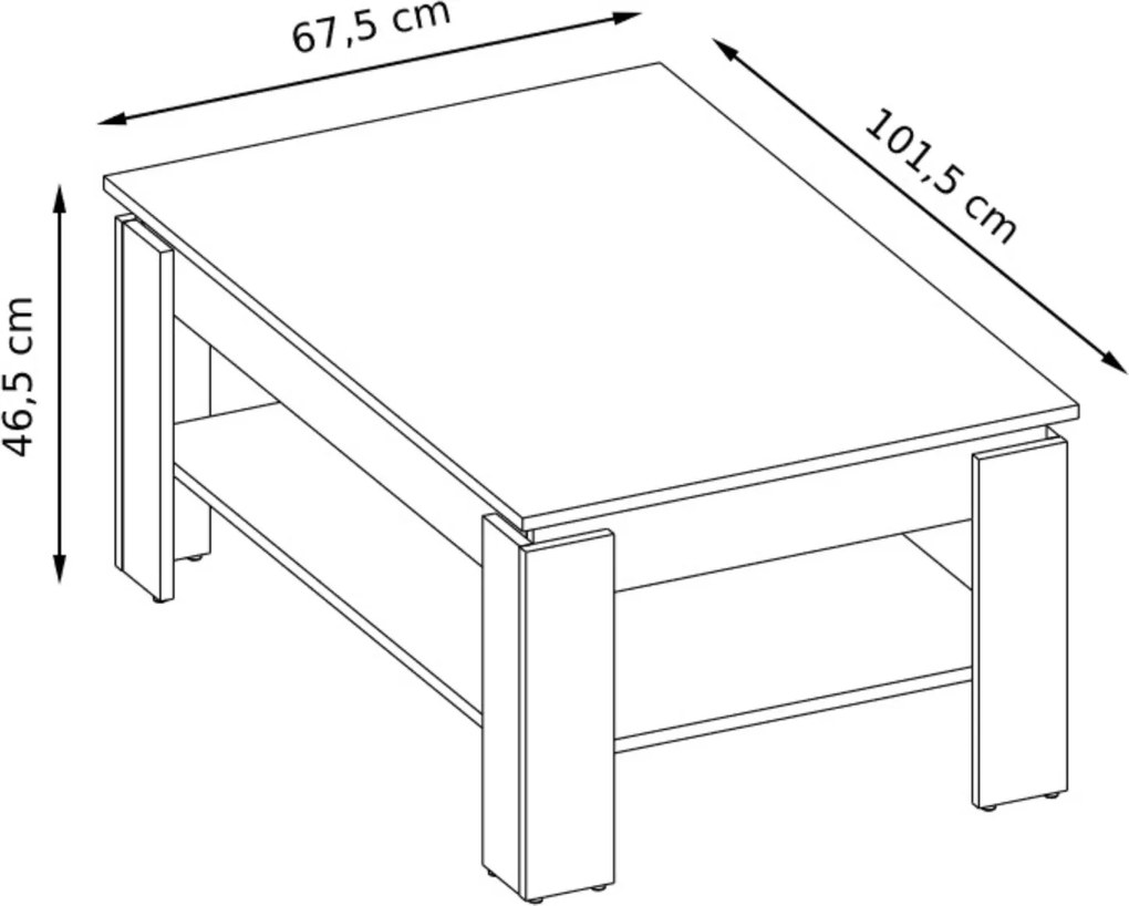 Ława z Półką do Salonu MIRLO 101,5 cm Dąb evoke Nowoczesna