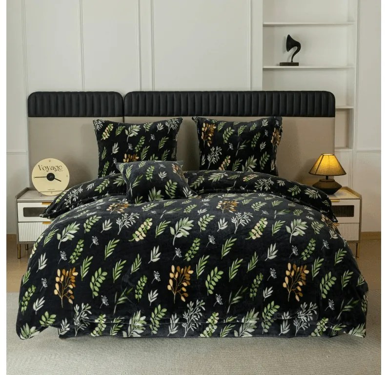 PrzytulneMieszkanie.pl PrzytulneMieszkanie.pl Pościel z mikropluszu ZELNOIR czarna Rozmiar pościeli: 2 szt 70 x 90 cm | 200 x 220 cm