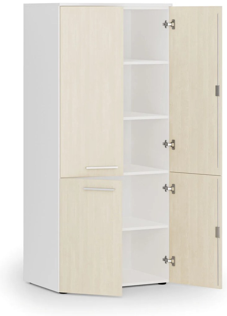 Szafa biurowa pół-drzwi PRIMO WHITE, 800 x 500 x 1781 mm, biały/brzoza