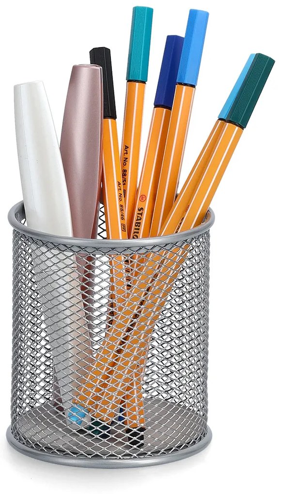 Kubek na długopisy z metalowej siatki, Ø 8 cm, MESH