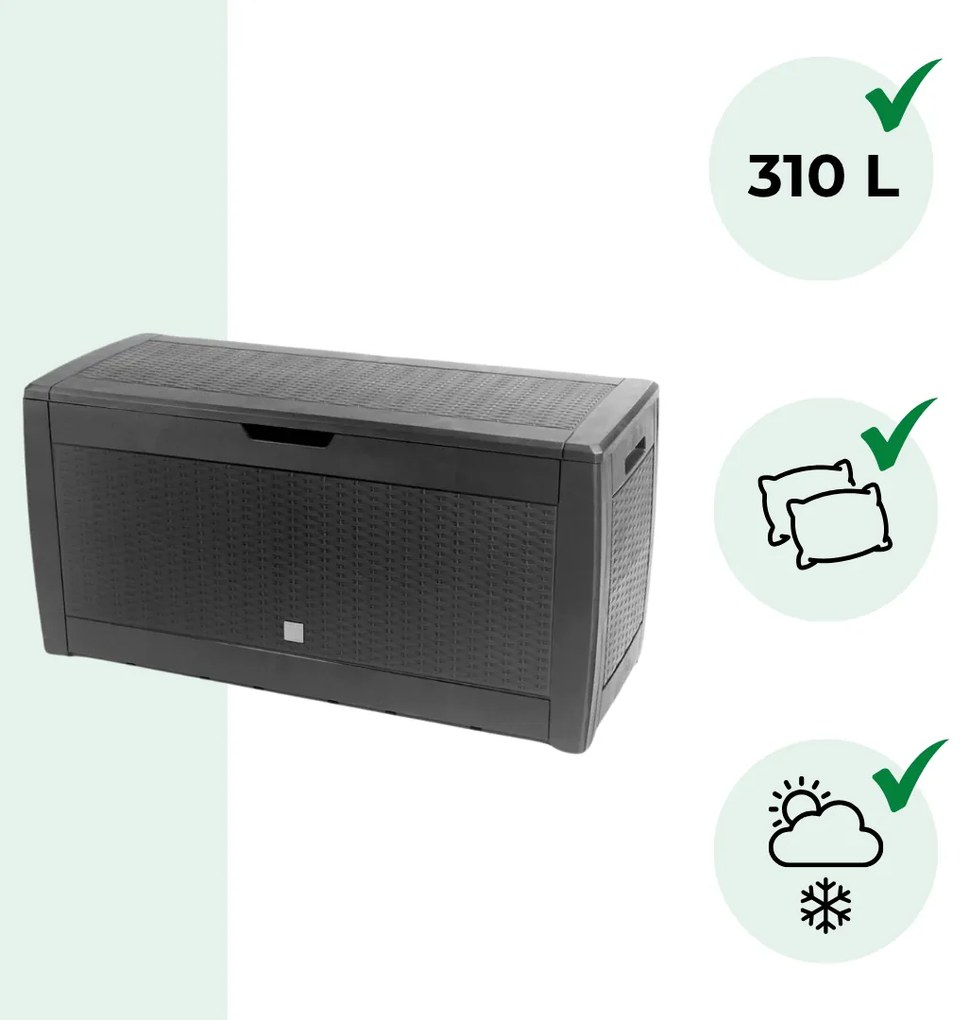 Prosperplast Skrzynia do przechowywania RATO, 310L, 119x48x60cm, antracytowa