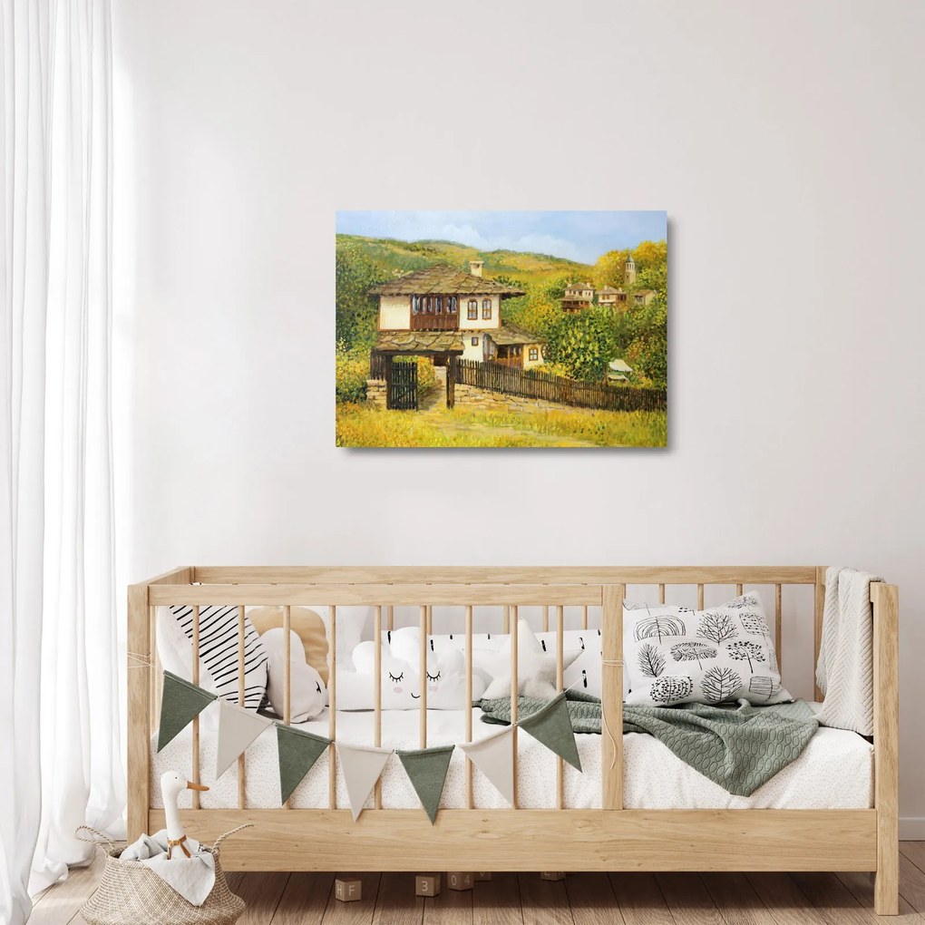 Obraz na szkle - Domki letniskowe w lecie (70x50 cm)
