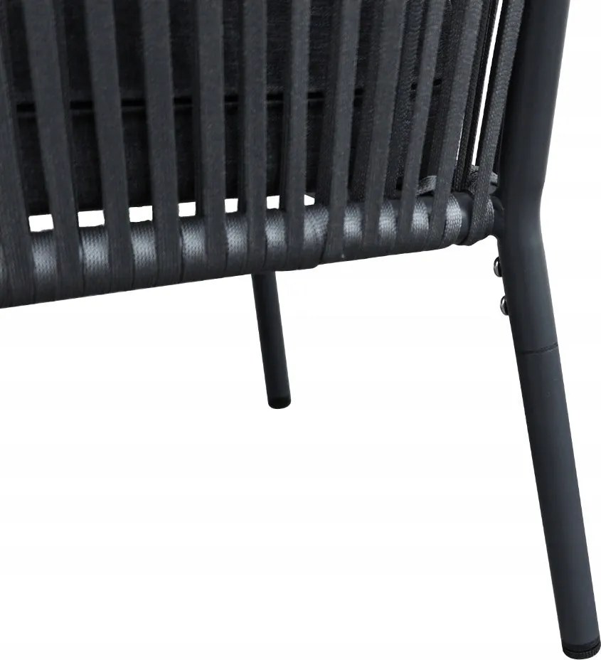 Zestaw mebli ogrodowych antracyt aluminiowa sofa 2 fotele stolik sznurowany