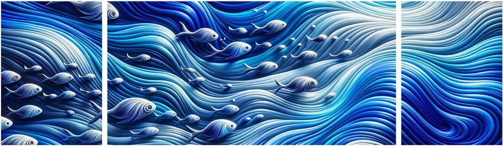 Obraz – Ryby w falach (170x50 cm)