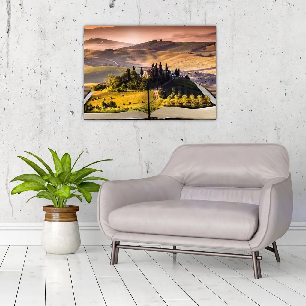 Obraz na szkle - krajobraz w książce (70x50 cm)