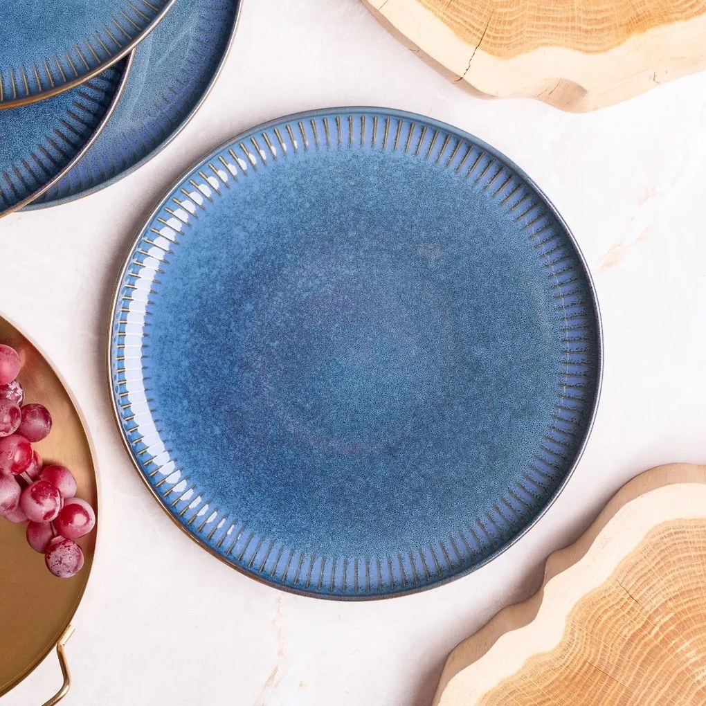 Altom Płytki talerz porcelanowy Reactive Stripes niebieski, 26 cm