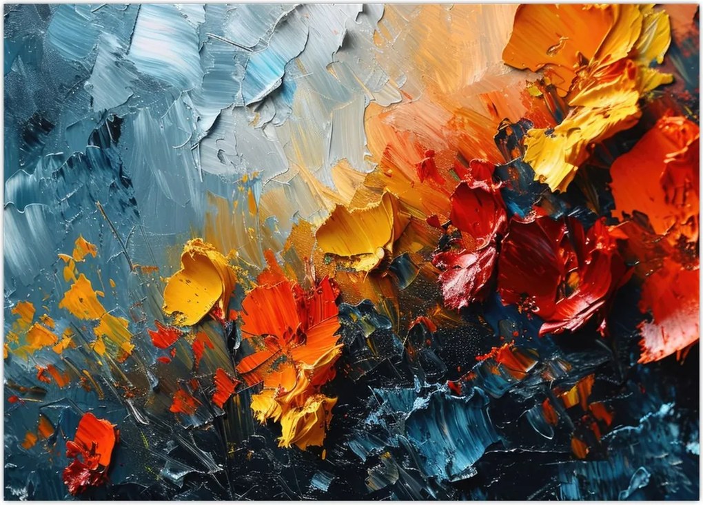 Obraz na szkle - Abstrakcyjny obraz kwiatów III. (70x50 cm)