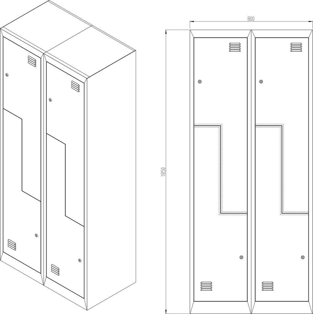 Szafa socjalna czterokomorowa Eco Design Julia 80x45x185 cm antracyt/orzech